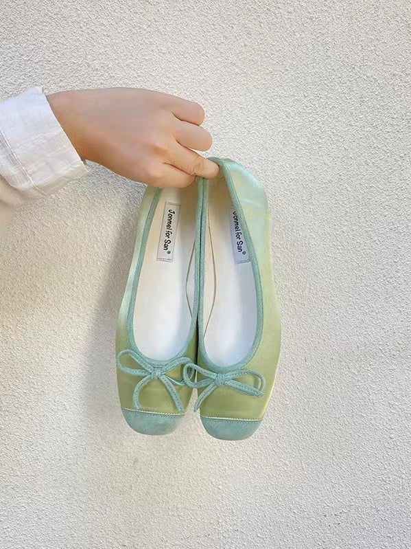 lovevop Stitching Color Bow Ballet Flat Shoes