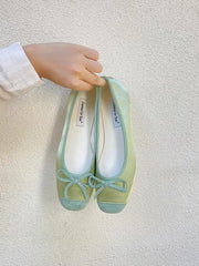 lovevop Stitching Color Bow Ballet Flat Shoes