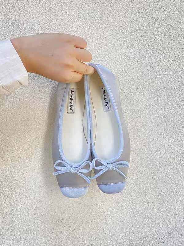 lovevop Stitching Color Bow Ballet Flat Shoes