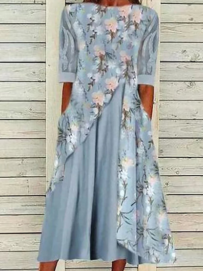 Women's Casual Paneled Floral Print Dress