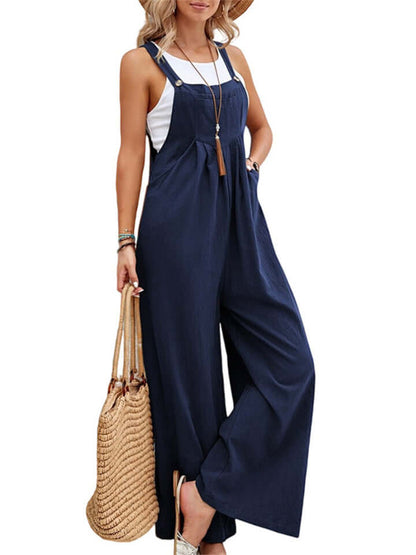 Wide Leg Overalls Straps Jumpsuit