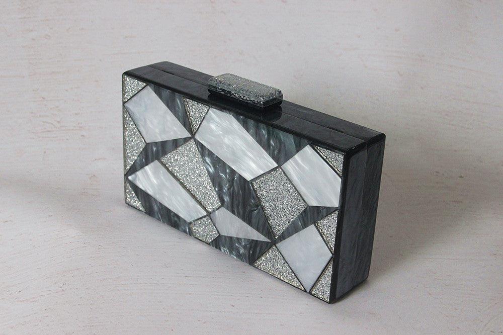 lovevop Fashion Black And White Contrast Acrylic Clutch