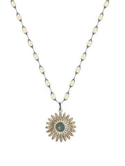 lovevop Leaf Texture Sunflower Stainless Steel Necklace