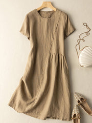 Short Sleeved Cotton Loose Dress