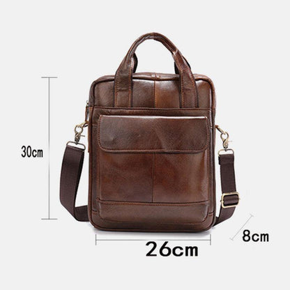 lovevop Men Genuine Leather Large Capacity Anti-theft Vintage 6.5 Inch Phone Bag Messenger Briefcase Shoulder Bag Crossbody Bag Handbag