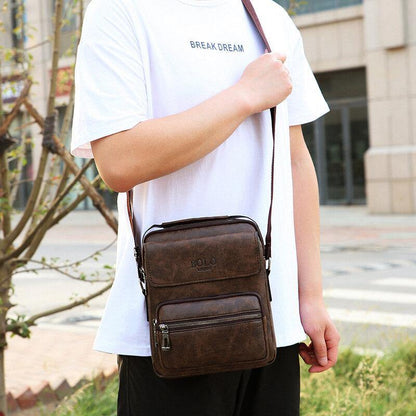 lovevop Men PU Leather Multi-pocket Anti-theft Messenger Bag Crossbody Bags Shoulder Bag Handbag Briefcase