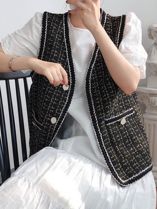 lovevop Loose Split-Joint Knitting Elegant Vest Top