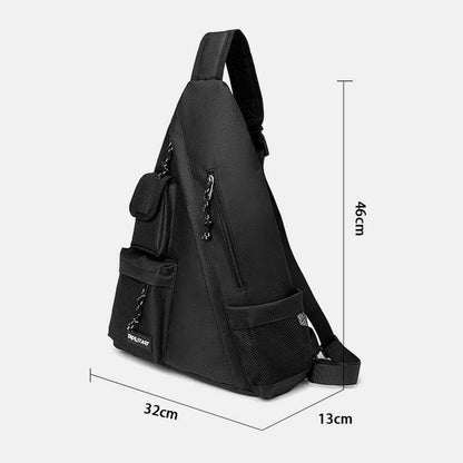 lovevop Men Oxford Large Capacity Multi-Pocket Retro Casual Street Crossbody Bags Backpack