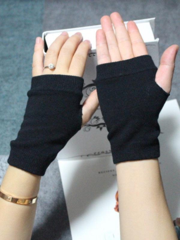 lovevop Simple Solid Color Knitting Gloves