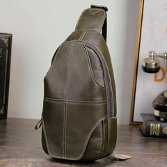 lovevop Men Genuine Leather Anti-theft Retro Casual Business Crossbody Bag Chest Bag Sling Bag