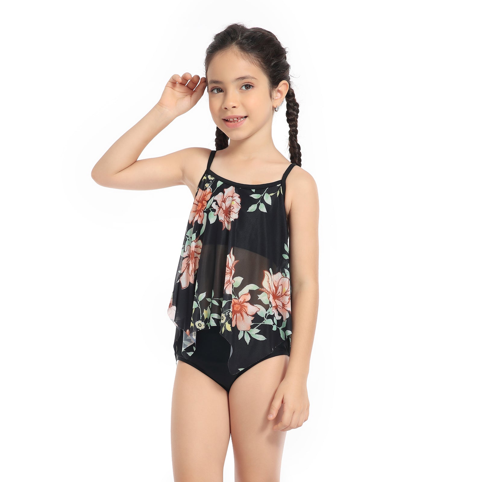 「🎁Father's Day Sale - 50% OFF」Family Matching Black Floral Printed Swimsuits