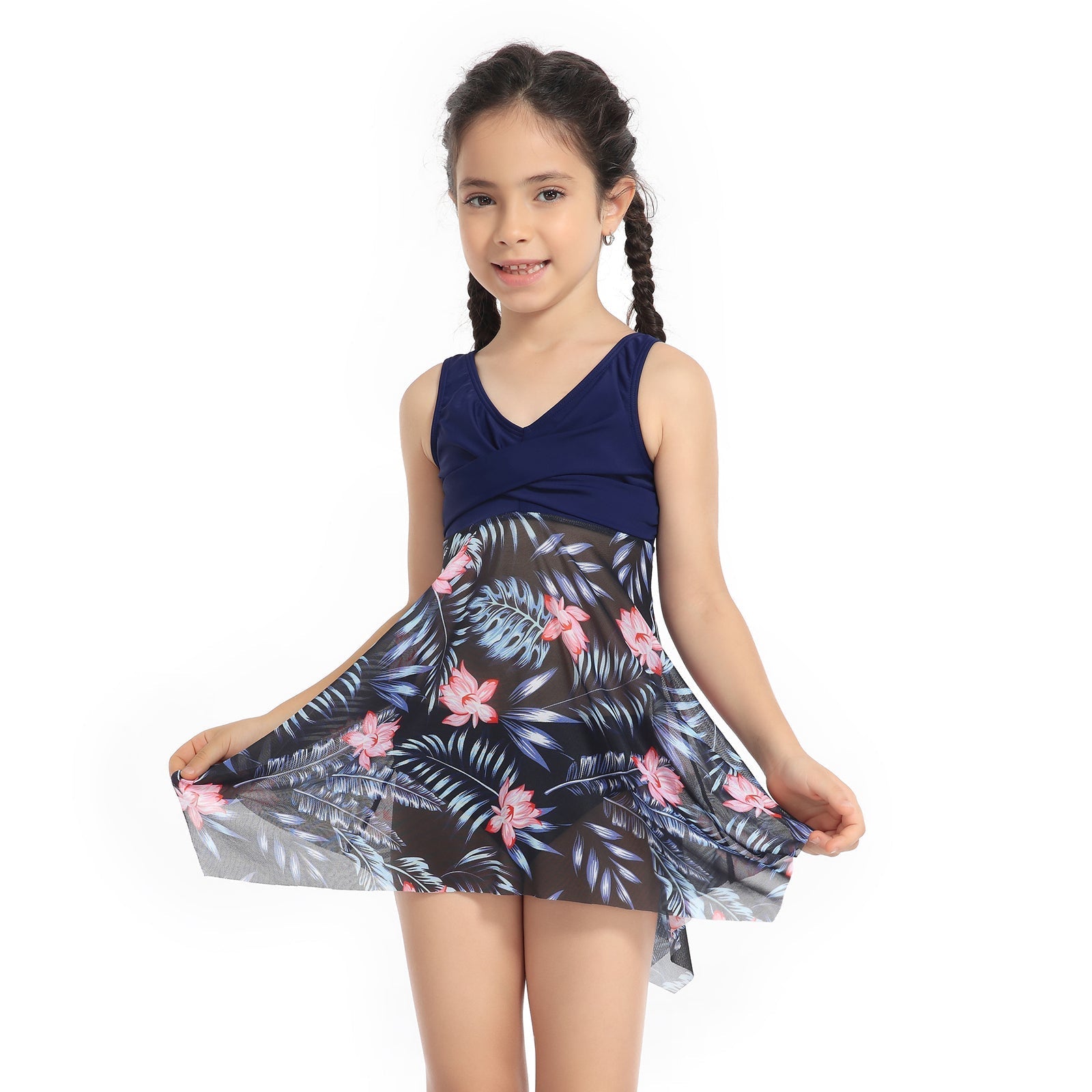 「🎁Father's Day Sale - 50% OFF」Family Matching Blue Floral Printed Swimsuits