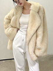 lovevop Vintage Imitation Fox Eco-friendly Fur Coat
