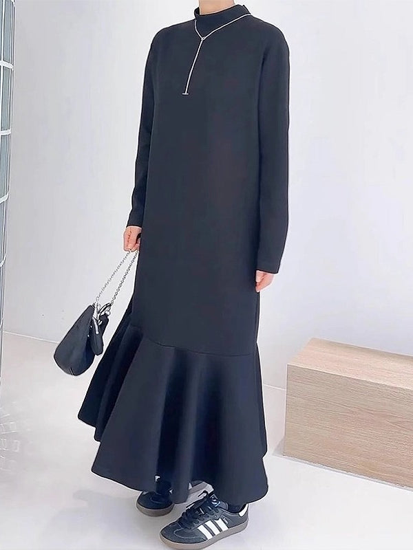 lovevop Casual Long-sleeved Sweatshirt Fishtail Long Dress