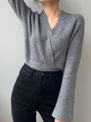 lovevop Cozy V-neck Crossover Sweater