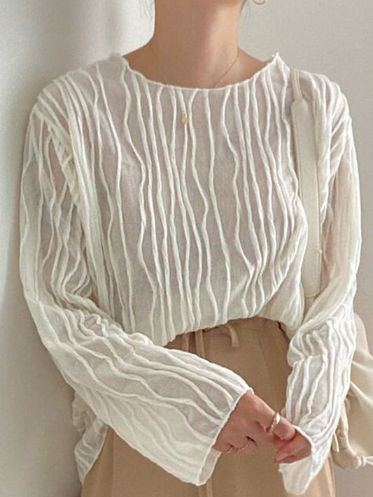 lovevop Elegant 3D Texture Long-sleeved Shirt