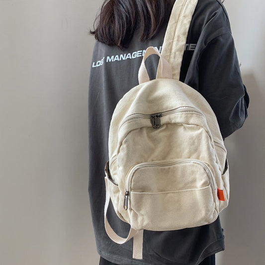 maoxiangshop - Japanese Girl Small Backpack Women Vintage Canvas School Backpack Bag for Teens Female Original Niche Ruckpack Ins School Bags