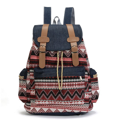 maoxiangshop - Women Printing Backpack Canvas School Bags For Teenagers Shoulder Bag Weekend Travel Bagpack Rucksack Bolsas Mochilas Femininas