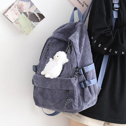 maoxiangshop - Couple New Corduroy Women Backpack Female Korean Shoulder School Bag for Teens College Women's Travel Backpacks Laptop Computer