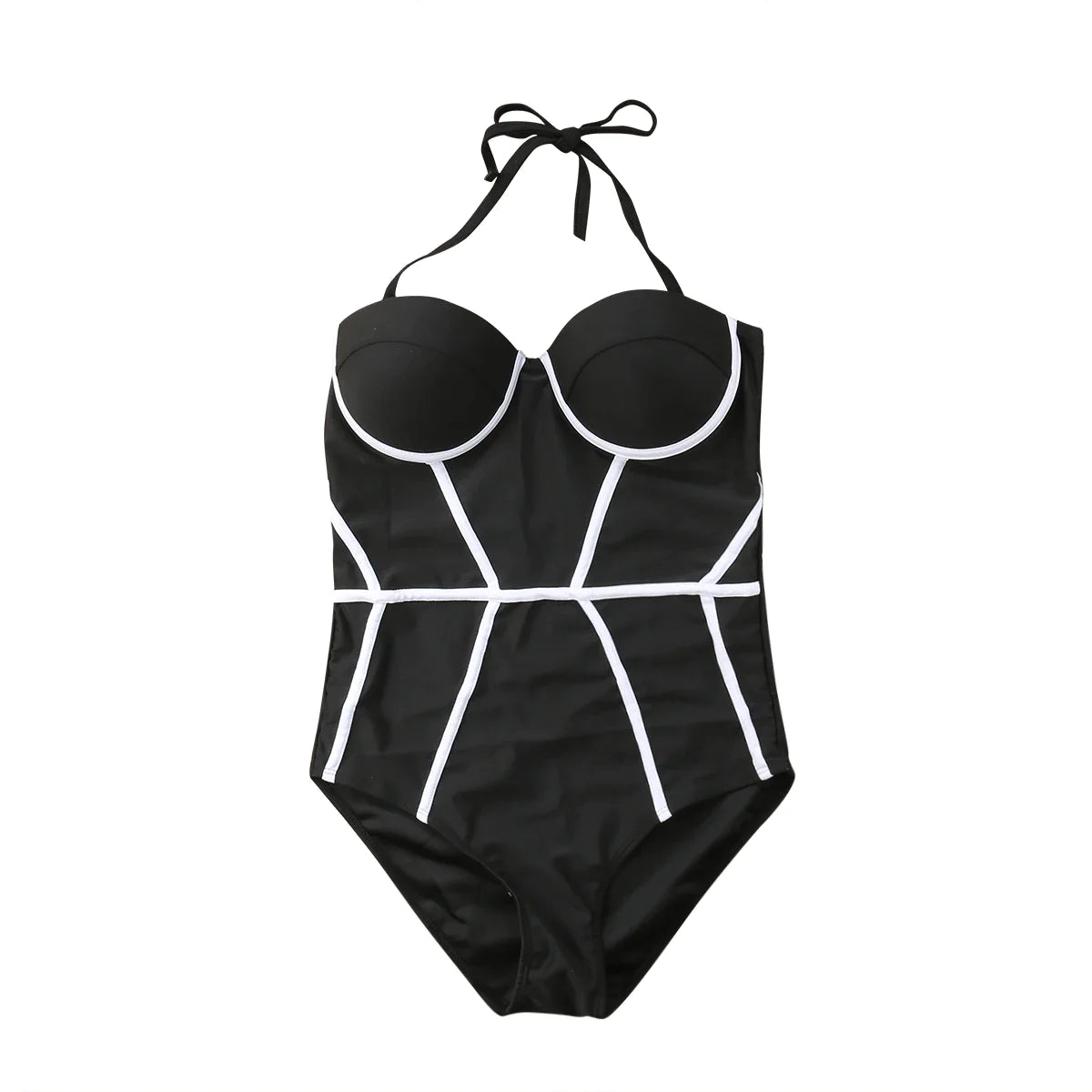 lovevop- Women Strapless Patchwork Body Push Up Swimwear Lady Beachwear 1 Piece Swimsuit Bodysuit Swimming Bathing Suit