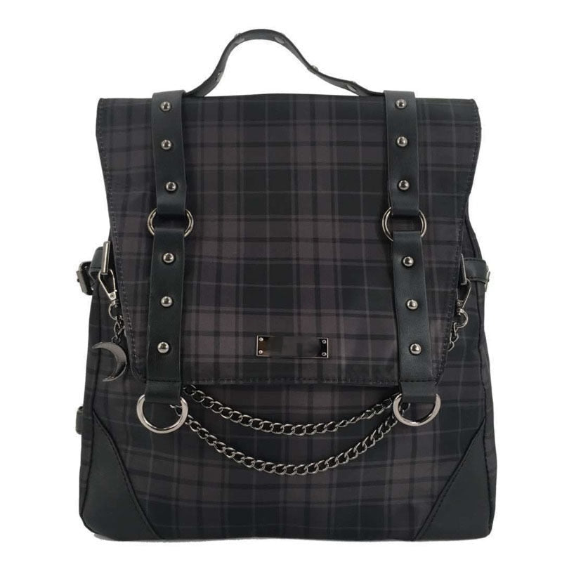 maoxiangshop - Plaid Gothic Punk Rock  Backpack Women Techwear Goth Gothic Sac A Dos Mochilas School Bags For Teenage Girls Bagpack