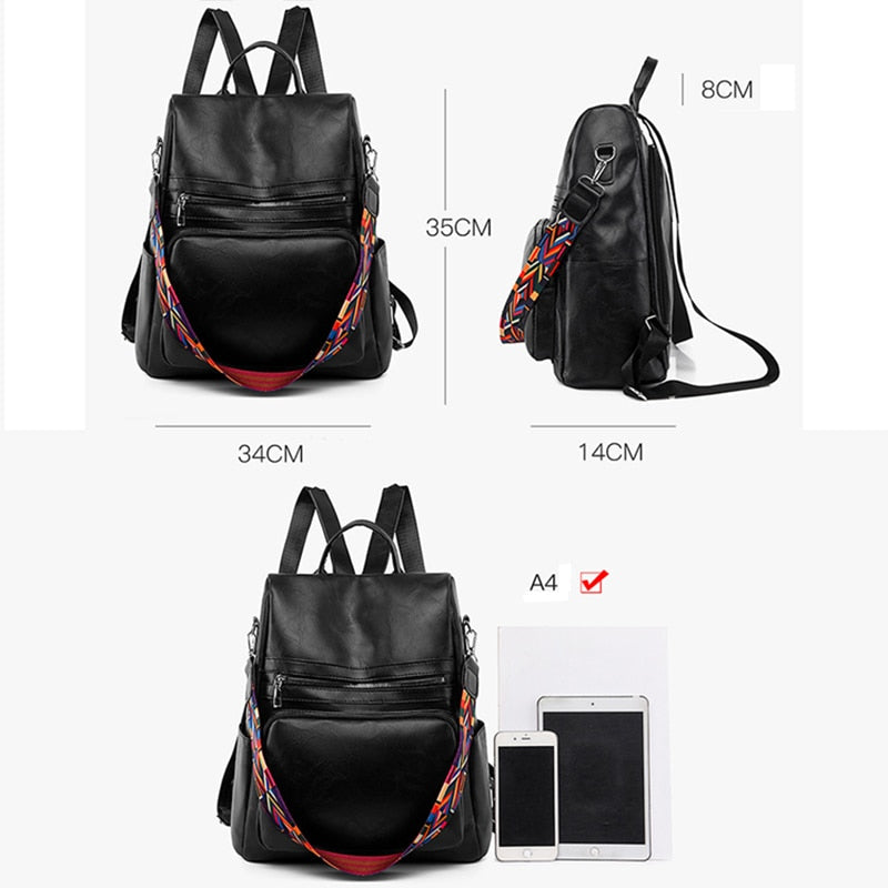 maoxiangshop - Fashion Anti-theft Women Backpacks Famous Brand High Quality Leather Female Backpack Ladies Large Capacity School Bag for Girls