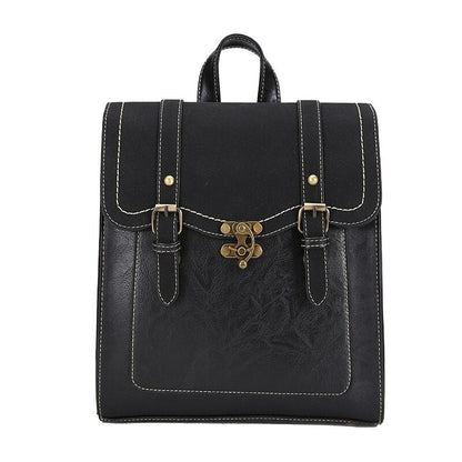 maoxiangshop - Fashion School Bag College Girl Backpack Shoulder Bags Vintage Pu Leather Women Backpack Preppy Style Backpacks