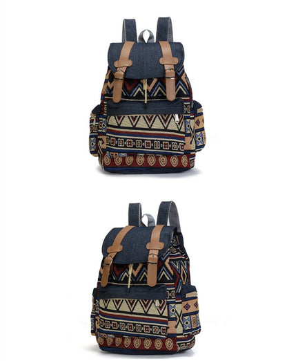 maoxiangshop - Women Printing Backpack Canvas School Bags For Teenagers Shoulder Bag Weekend Travel Bagpack Rucksack Bolsas Mochilas Femininas