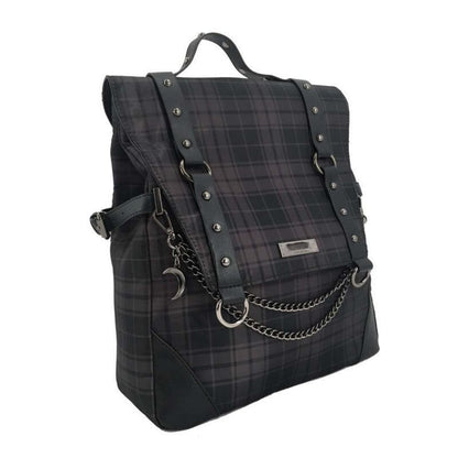 maoxiangshop - Plaid Gothic Punk Rock  Backpack Women Techwear Goth Gothic Sac A Dos Mochilas School Bags For Teenage Girls Bagpack