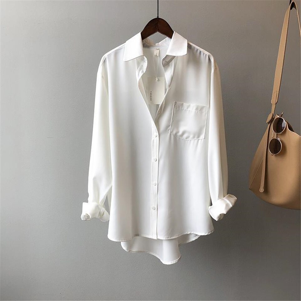 lovevop Vintage Blouse Elegant Women Long Sleeve Shirt Korean Style Women Clothes Blouses Femme Fashion Casual White Tops All Match