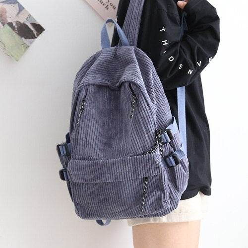 maoxiangshop - Couple New Corduroy Women Backpack Female Korean Shoulder School Bag for Teens College Women's Travel Backpacks Laptop Computer