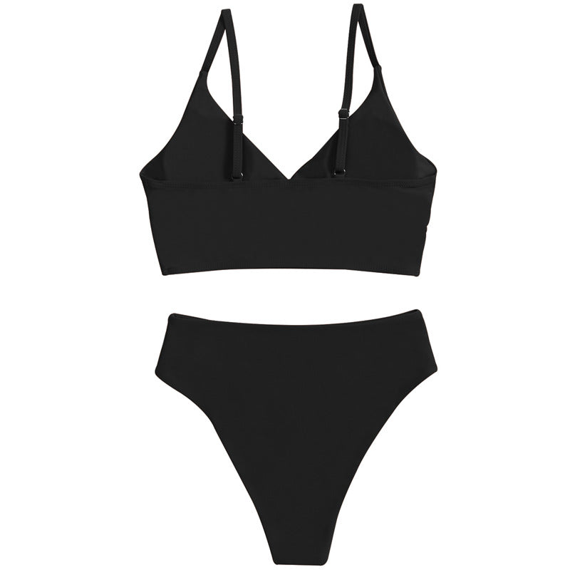 Solid Bikini Set Push Up Vest Swimsuit