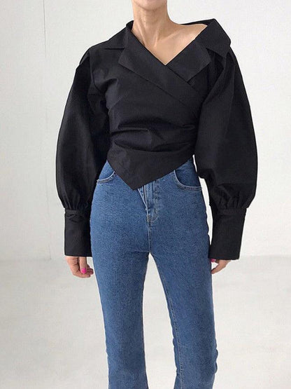 lovevop Irregular Off-the-shoulder Shirt Blouses