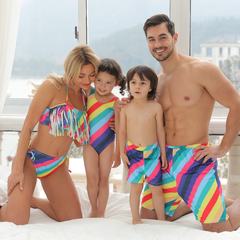 「🎁Father's Day Sale - 50% Off」Family Matching Rainbow Printed Swimsuits