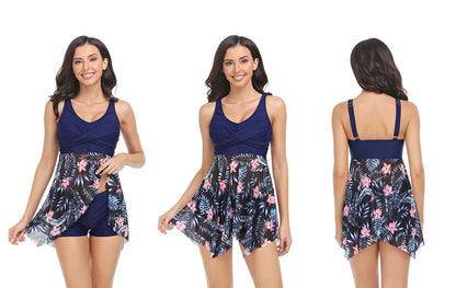 Ruffle Floral Print One-Piece Swimsuit