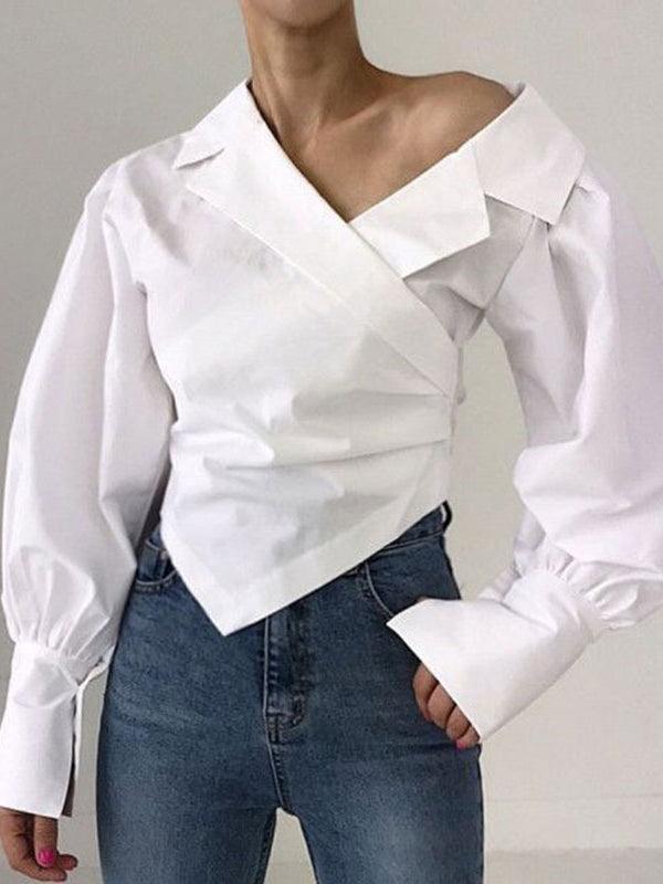 lovevop Irregular Off-the-shoulder Shirt Blouses