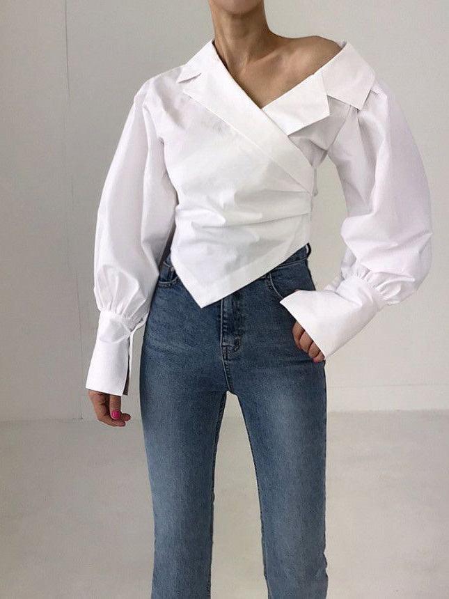 lovevop Irregular Off-the-shoulder Shirt Blouses