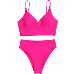 Solid Bikini Set Push Up Vest Swimsuit