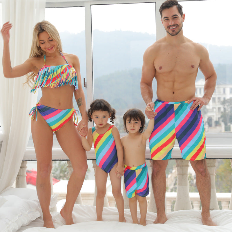 「🎁Father's Day Sale - 50% Off」Family Matching Rainbow Printed Swimsuits