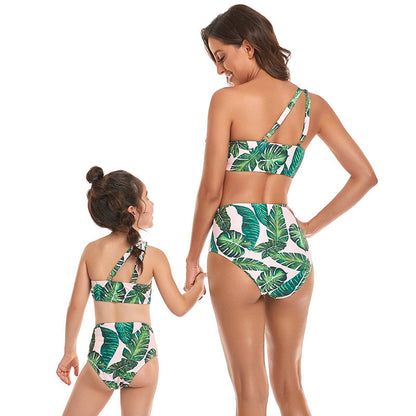 「🌼Summer Flash Sale - 50% Off」- Ruffled Split High Waist Tie Bikini Mommy and Me Swimsuit