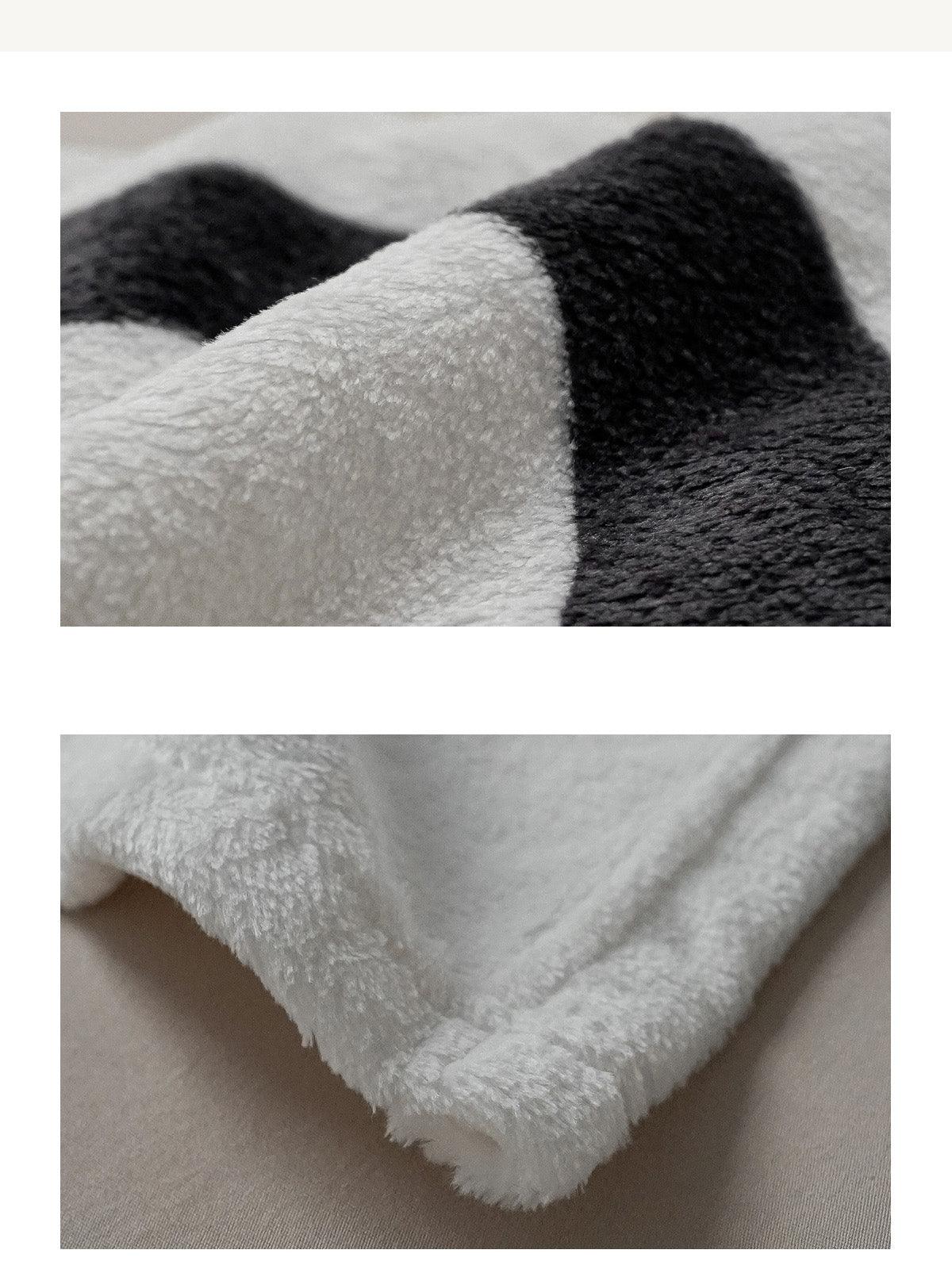 lovevop Black and White Letters Casual Coral Flannel Blanket