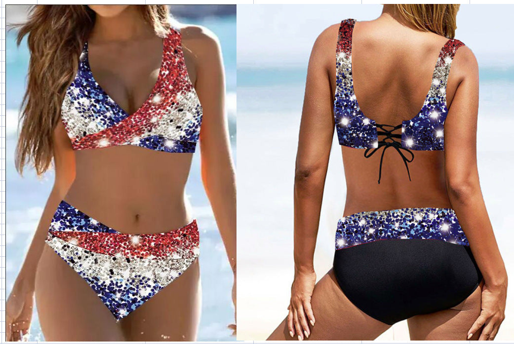 「🎉Mother's Day Sale - 40% Off」US Flag Tie Dye Bikini Set Swimsuit