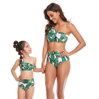 「🌼Summer Flash Sale - 50% Off」- Ruffled Split High Waist Tie Bikini Mommy and Me Swimsuit