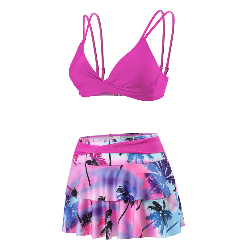 Floral Bikini Set & High Waisted Swim Skirt