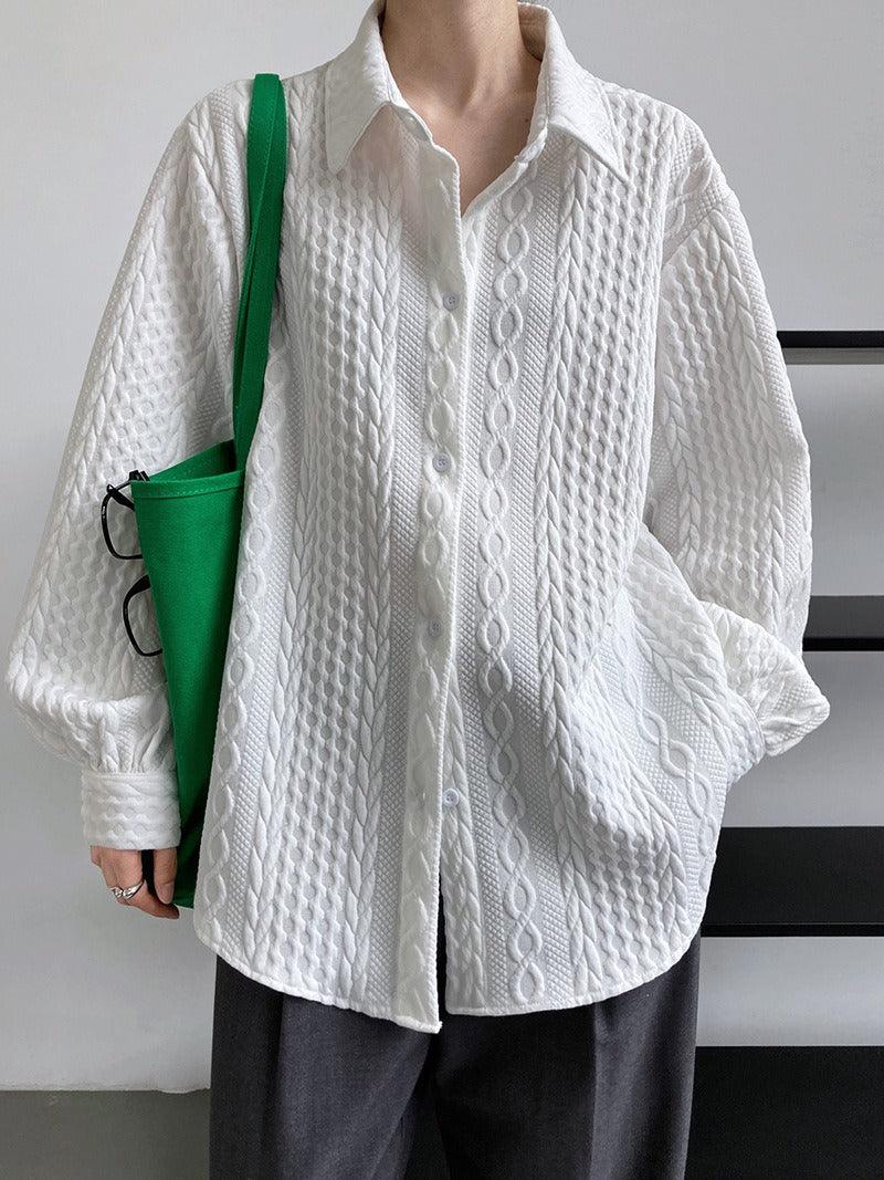 lovevop Embossed Fall New Oversized Lapel Shirt Jacket