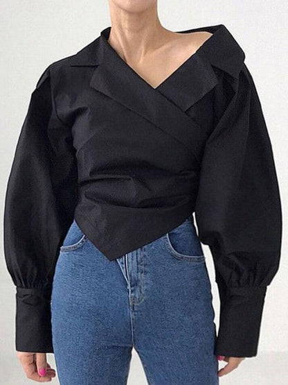 lovevop Irregular Off-the-shoulder Shirt Blouses