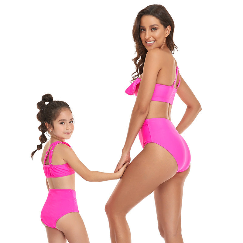 「🌼Summer Flash Sale - 50% Off」 - Ruffled Split High Waist Tie Bikini Mommy and Me Swimsuit