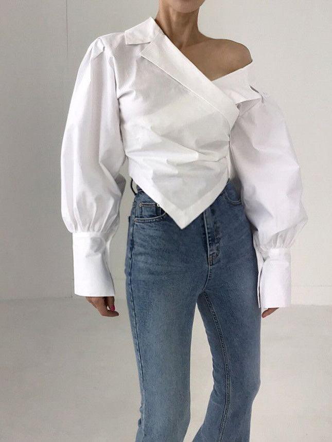 lovevop Irregular Off-the-shoulder Shirt Blouses