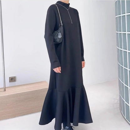 lovevop Casual Long-sleeved Sweatshirt Fishtail Long Dress