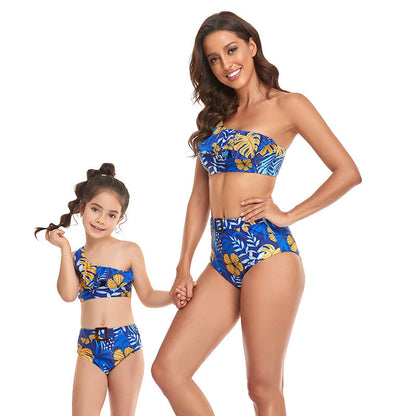 「🌼Summer Flash Sale - 50% Off」 - Ruffled Split High Waist Tie Bikini Mommy and Me Swimsuit